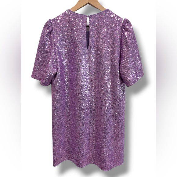 Sézane Gabin Mini Dress Lavender Purple Sequin Sz 40 US 8 Large - Picture 4 of 10